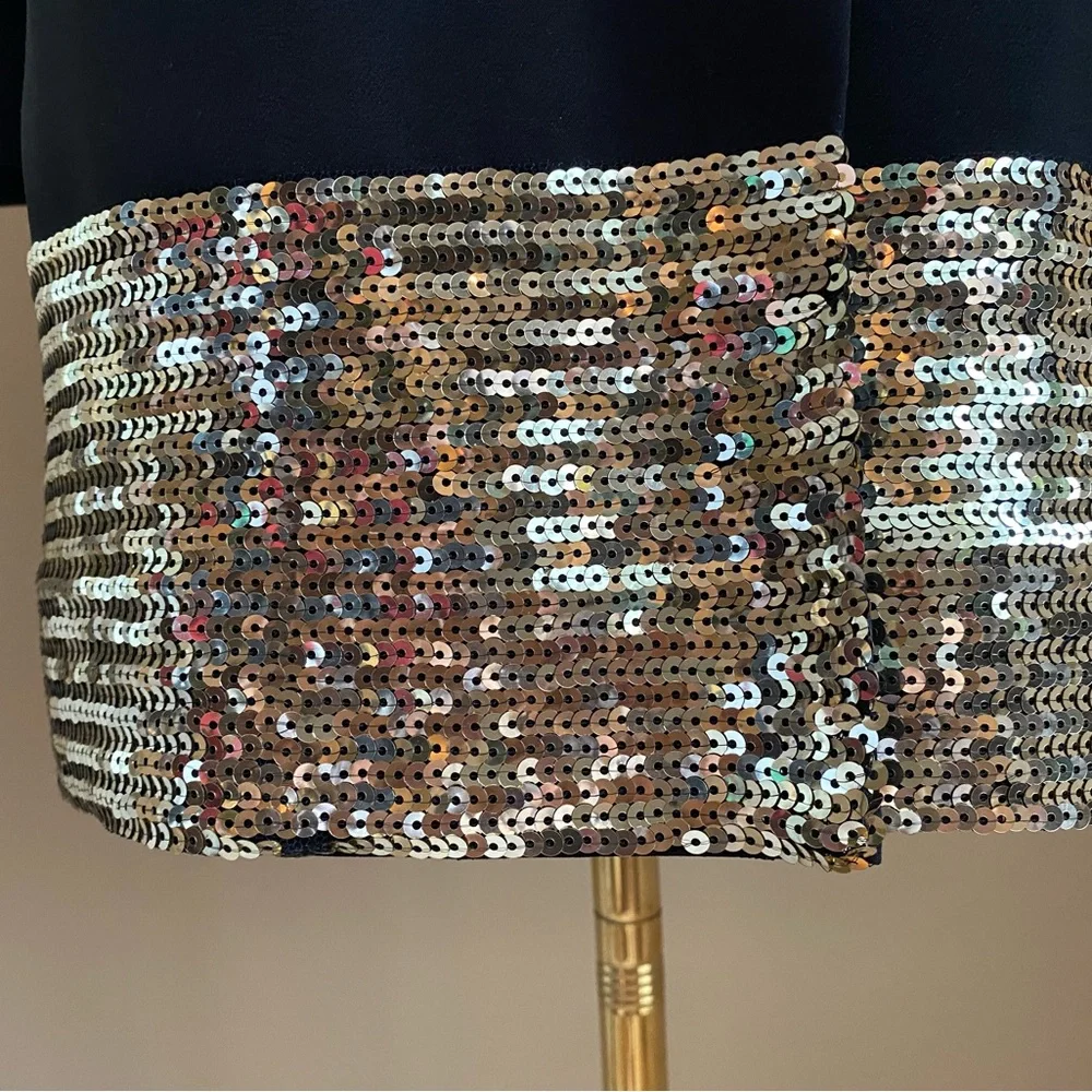 Laundry by Shelli Segal Double Breasted Black Blazer Dress with Gold Sequins - Picture 9 of 9